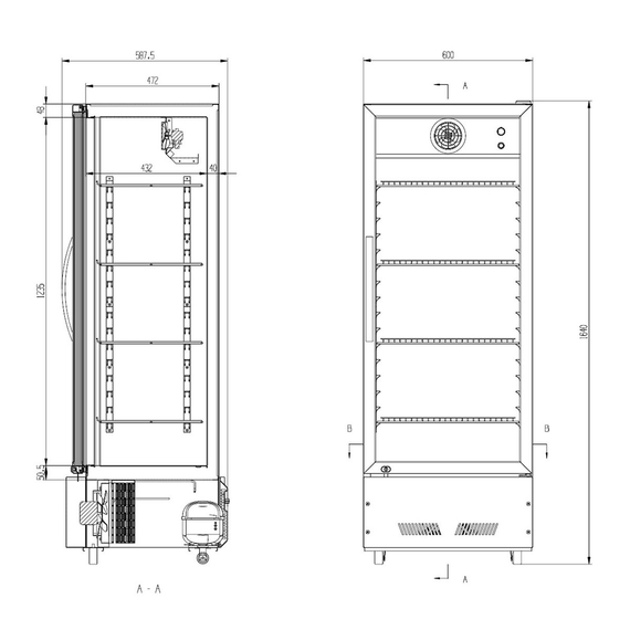 Vaiotec Gastro-Getränkekühlschrank 290 Liter schwarz, 600 × 570 mm, Bild 2