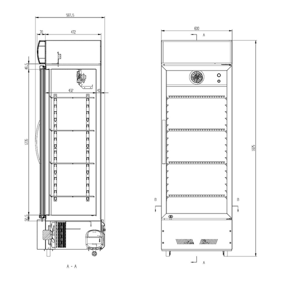 Vaiotec Gastro-Getränkekühlschrank 290 Liter mit Leuchtaufsatz schwarz, 600 × 570 mm, Bild 2