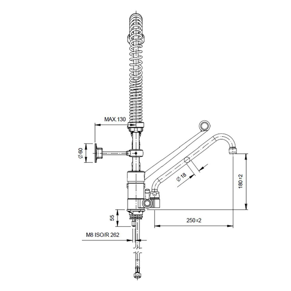 Vaiotec Topline Geschirrwaschbrause mit Einhebelmischer – Einloch, Niedrigbauweise, 115 × 350 mm, Bild 4