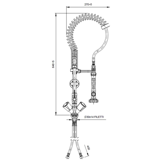 Vaiotec Topline Geschirrwaschbrause mit 2 Mischventilen – Einloch, Niedrigbauweise, 120 × 350 mm, Bild 2