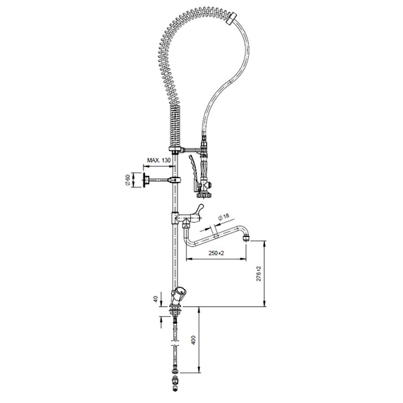 Vaiotec Topline Geschirrwaschbrause mit Schwenkauslauf & 2 Mischventilen – Einloch, 105 × 350 mm, Bild 3