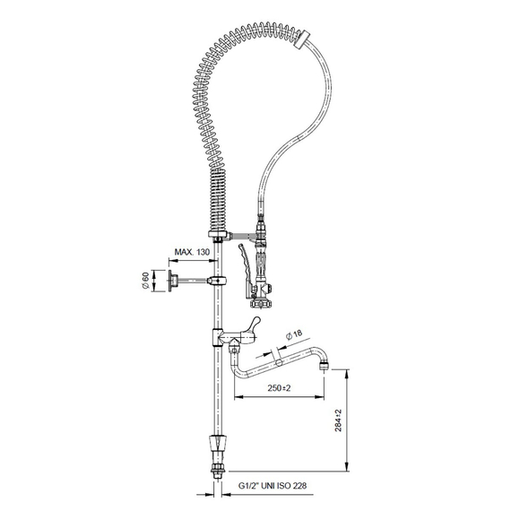 Vaiotec Topline Geschirrwaschbrause mit Schwenkauslauf & 2 Mischventilen – Zweiloch, 160 × 350 mm, Bild 3