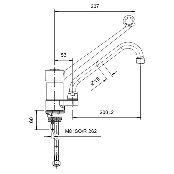 Vaiotec Topline Mischbatterie mit Schwenkhahn & Einhebelmischer – Einloch, 55 × 245 mm, Bild 3