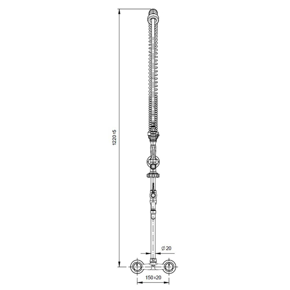 Vaiotec Topline Geschirrwaschbrause mit Schwenkauslauf & 2 Mischventilen Wandmontage – Zweiloch, 155 × 350 mm, Bild 2