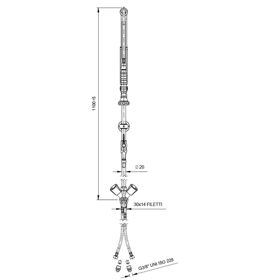 Vaiotec Topline Geschirrwaschbrause mit Schwenkauslauf, 2 Mischventilen & Zug-Automatik – Einloch, 140 × 350 mm, Bild 2