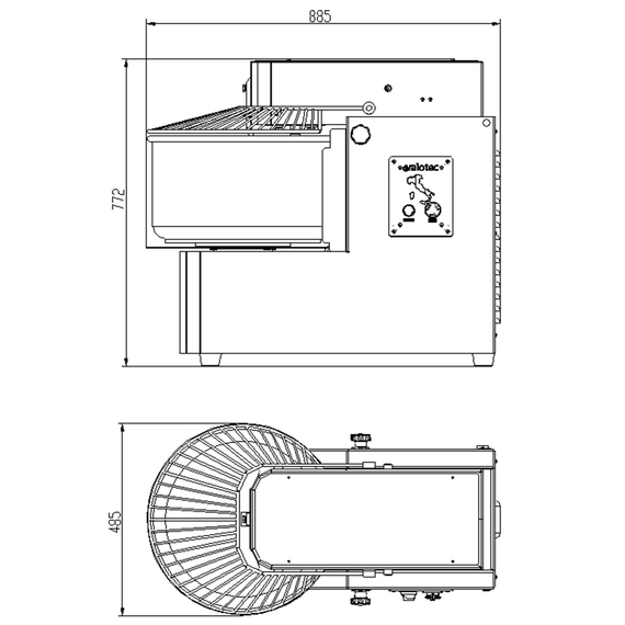 Vaiotec Gastro-Teigknetmaschine abnehmbarer Kessel – 40 Liter, 400 Volt, 885 × 485 mm, Bild 3