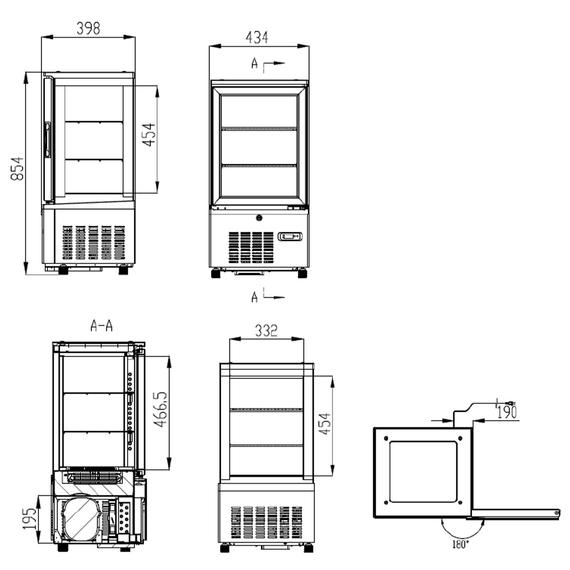 Vaiotec Topline Gastro-Kühlvitrine 2-fach, 56 Liter schwarz, 434 × 398 mm, Bild 7