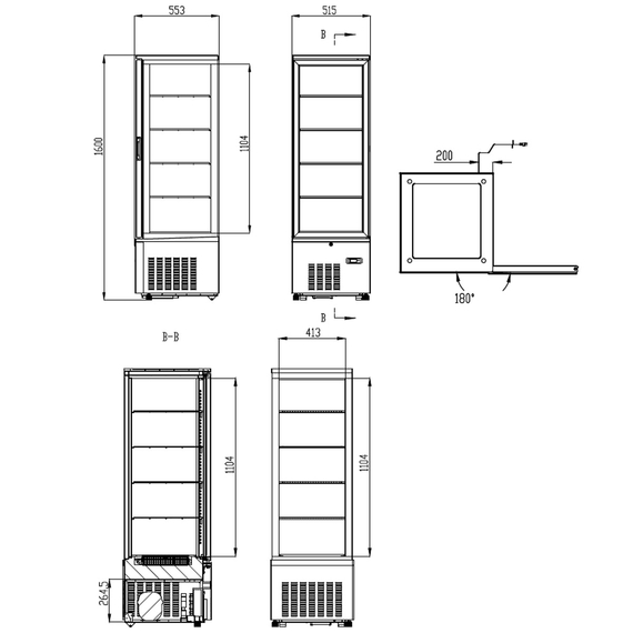 Vaiotec Topline Gastro-Kühlvitrine 4-fach, 237 Liter weiß, 515 × 553 mm, Bild 4