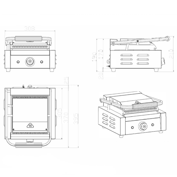 Vaiotec Elektro Gastro-Kontaktgrill, oben & unten gerillt, 308 × 395 mm, Bild 4