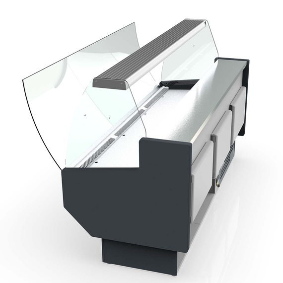 Vaiotec Topline Gastro-Kühltheke 100 – gebogenes Frontglas grau, 1025 × 800 mm, Bild 3
