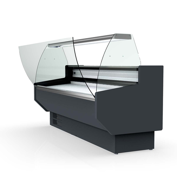 Vaiotec Topline Gastro-Kühltheke 150 – gebogenes Frontglas grau, 1505 × 800 mm, Bild 2