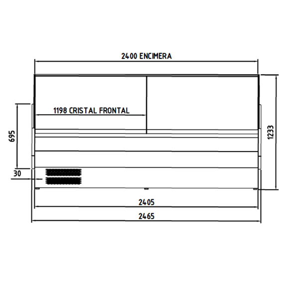 Vaiotec Topline Gastro-Kühltheke 250 – gebogenes Frontglas gelb, 2465 × 800 mm, Bild 6