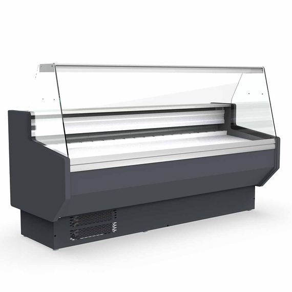 Vaiotec Topline Gastro-Kühltheke 200 – gerades Frontglas grau, 1985 × 800 mm