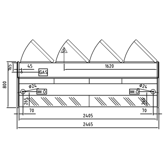 Vaiotec Topline Gastro-Kühltheke 250 – gerades Frontglas weiß, 2465 × 800 mm, Bild 5