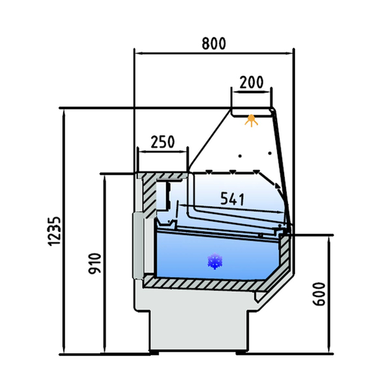 Vaiotec Topline Gastro-Kühltheke 250 – gerades Frontglas rot, 2465 × 800 mm, Bild 4