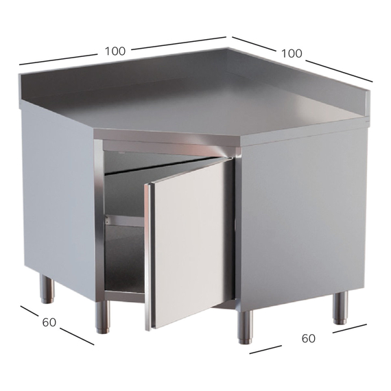 Vaiotec Topline Eckarbeitsschrank, Flügeltür und Aufkantung, passend für 600er Tiefe, 1000 × 1000 mm, Bild 2
