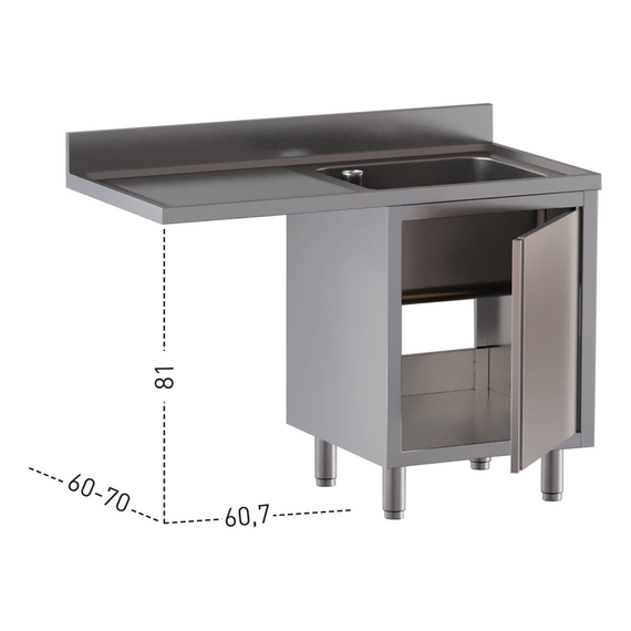 Vaiotec Topline Gastro-Spülcenter, 1 Becken rechts mit Flügeltür, 1200 × 600 mm, Bild 2