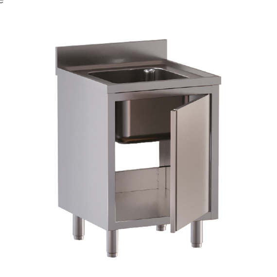 Vaiotec Topline Gastro-Spülschrank, 1 Becken mit Flügeltür, 600 × 700 mm