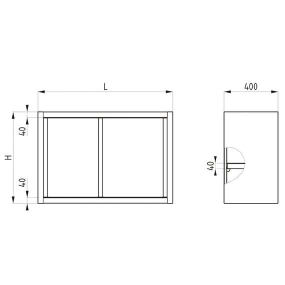 Vaiotec Topline Gastro-Wandhängeschrank, Schiebetüren und Abtropffläche, 1400 × 400 mm, Bild 2