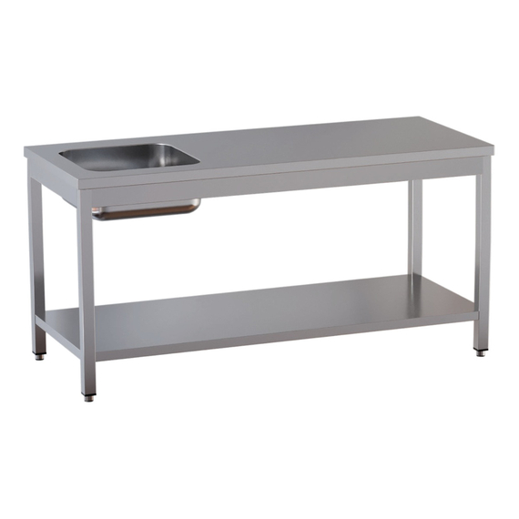 Vaiotec Topline Gastro-Cheftisch, Becken links, 1200 × 600 mm