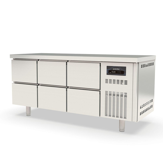 Vaiotec Topline Gastro-Tiefkühltisch, 3-fach GN 1/1 mit 6 Schubladen, 1795 × 700 mm