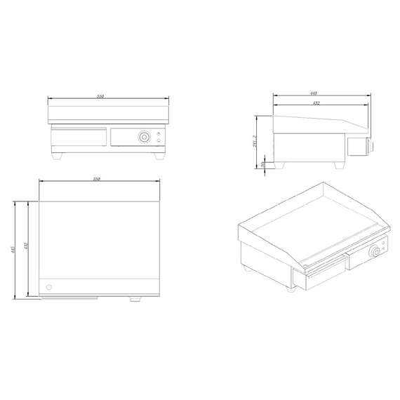 Vaiotec Elektro Gastro-Grillplatte, Grillfläche glatt, 550 × 445 mm, Bild 3