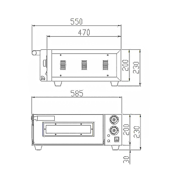 Vaiotec Elektro Pizzaofen mit 1 Backkammer, 585 × 570 mm, Bild 3
