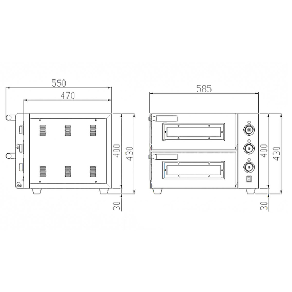 Vaiotec Elektro Pizzaofen mit 2 Backkammern, 585 × 570 mm, Bild 3