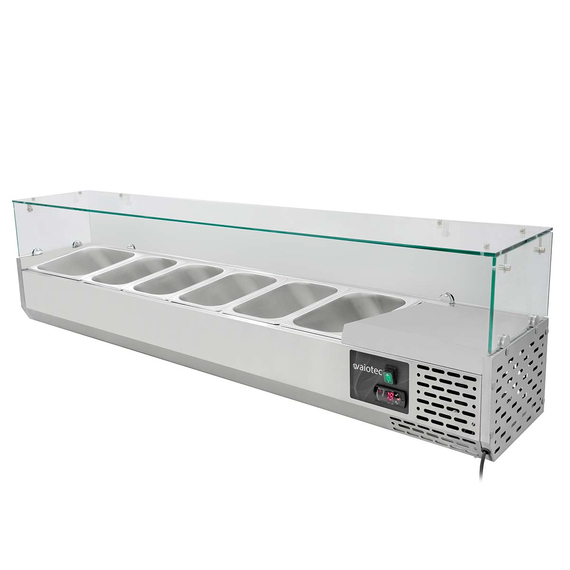 Vaiotec Gastro-Pizzakühltisch, 2-türig grau inkl. Gastro-Kühlaufsatz GN 1/3, 1510 × 800 mm, Bild 4