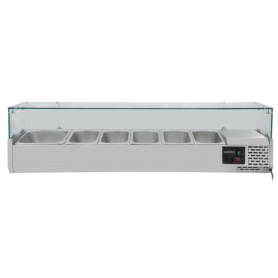Vaiotec Gastro-Pizzakühltisch, 1-türig & 7 Schubladen grau inkl. Gastro-Kühlaufsatz GN 1/3, 1510 × 800 mm, Bild 2