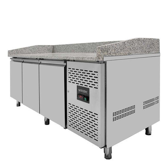Vaiotec Gastro-Pizzakühltisch, 3-türig grau inkl. Gastro-Kühlaufsatz GN 1/4, 2020 × 800 mm, Bild 10