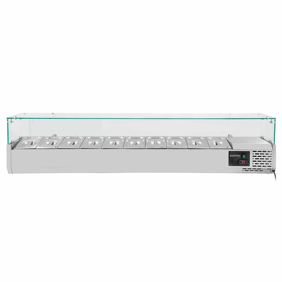 Vaiotec Gastro-Pizzakühltisch, 3-türig grau inkl. Gastro-Kühlaufsatz GN 1/4, 2020 × 800 mm, Bild 2