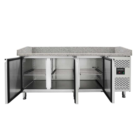 Vaiotec Gastro-Pizzakühltisch, 3-türig grau inkl. Gastro-Kühlaufsatz GN 1/4, 2020 × 800 mm, Bild 8