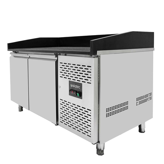 Vaiotec Gastro-Pizzakühltisch, 2-türig schwarz inkl. Gastro-Kühlaufsatz GN 1/4, 1510 × 800 mm, Bild 10