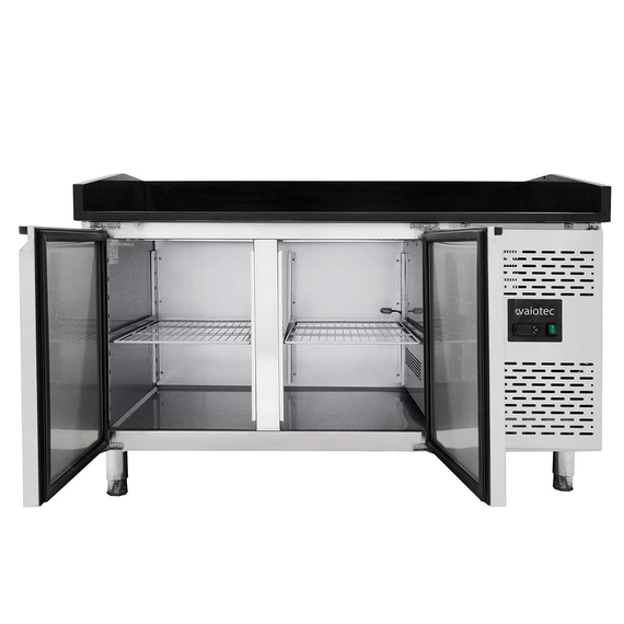 Vaiotec Gastro-Pizzakühltisch, 2-türig schwarz inkl. Gastro-Kühlaufsatz GN 1/3, 1510 × 800 mm, Bild 8
