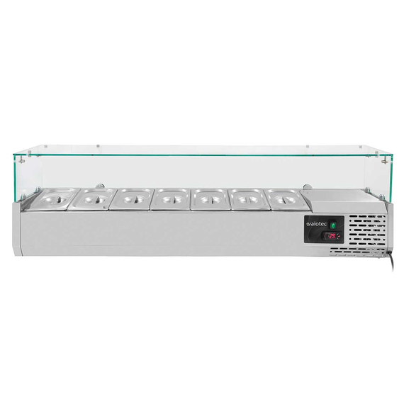 Vaiotec Gastro-Pizzakühltisch, 1-türig & 7 Schubladen schwarz inkl. Gastro-Kühlaufsatz GN 1/4, 1510 × 800 mm, Bild 2