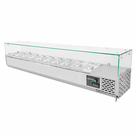 Vaiotec Gastro-Pizzakühltisch, 3-türig schwarz inkl. Gastro-Kühlaufsatz GN 1/4, 2020 × 800 mm, Bild 3