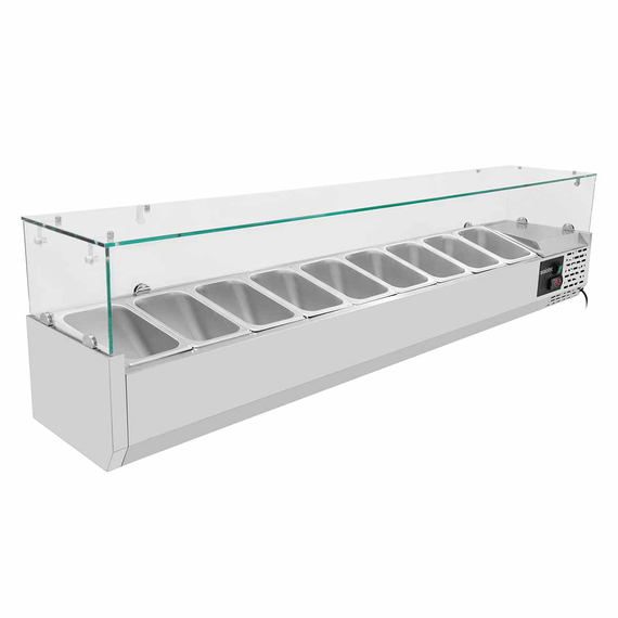 Vaiotec Gastro-Pizzakühltisch, 3-türig schwarz inkl. Gastro-Kühlaufsatz GN 1/4, 2020 × 800 mm, Bild 4