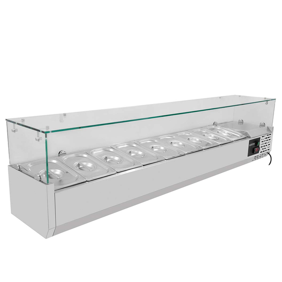 Vaiotec Gastro-Pizzakühltisch, 3-türig schwarz inkl. Gastro-Kühlaufsatz GN 1/3, 2020 × 800 mm, Bild 2