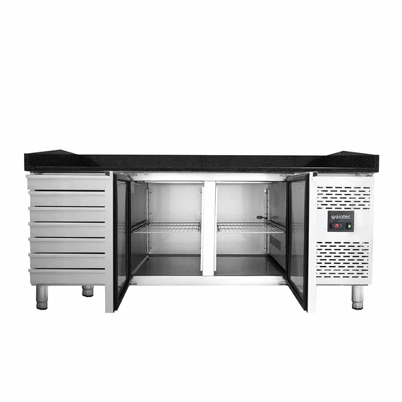 Vaiotec Gastro-Pizzakühltisch, 2-türig & 7 Schubladen schwarz inkl. Gastro-Kühlaufsatz GN 1/3, 2020 × 800 mm, Bild 9