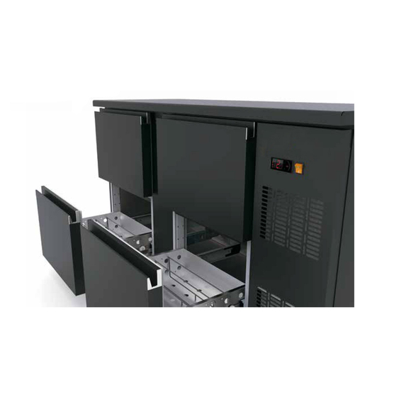 Vaiotec Topline Gastro-Barkühltisch schwarz, 4 Schubladen, 1485 × 530 mm, Bild 2