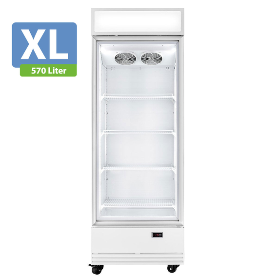 Vaiotec Topline Gastro-Getränkekühlschrank 1 Tür, 570 Liter XL, mit Leuchtaufsatz weiß, 750 × 742 mm