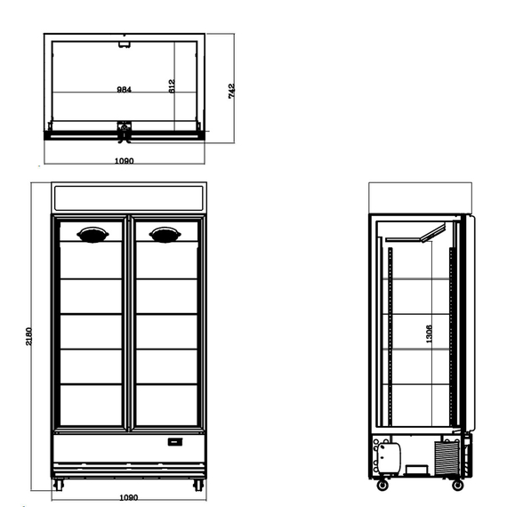 Vaiotec Topline Gastro-Getränkekühlschrank 2 Türen, 870 Liter XL, mit Leuchtaufsatz weiß, 1090 × 742 mm, Bild 13