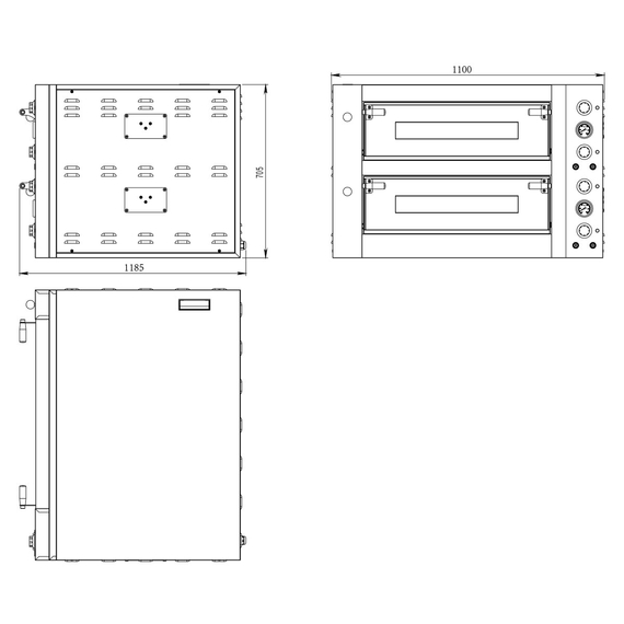 Vaiotec Topline Elektro Pizzaofen 6+6 × 34 cm (tiefe Version), 1100 × 1185 mm, Bild 9