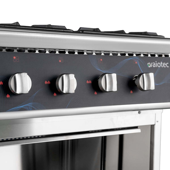 Vaiotec Gastro-Gasherd – 4 Brenner 28,8 kW – offener Unterbau, 700 × 700 mm, Bild 3