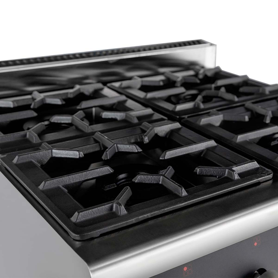 Vaiotec Gastro-Gasherd – 4 Brenner 28,8 kW – offener Unterbau, 700 × 700 mm, Bild 5