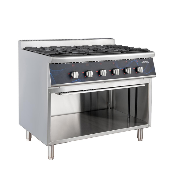 Vaiotec Gastro-Gasherd – 6 Brenner 43,2 kW – offener Unterbau, 1100 × 700 mm