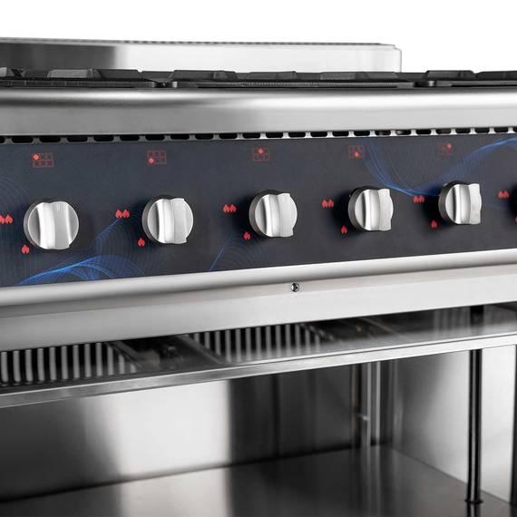 Vaiotec Gastro-Gasherd – 6 Brenner 43,2 kW – offener Unterbau, 1100 × 700 mm, Bild 3