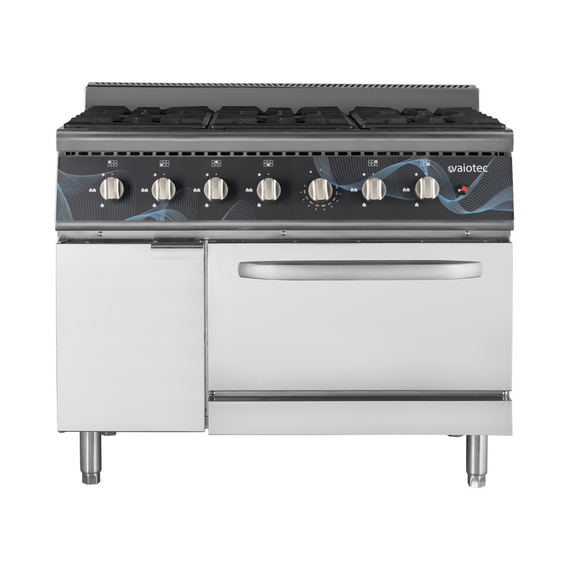 Vaiotec Gastro-Gasherd – 6 Brenner 43,2 kW – mit Gasbackofen, 1100 × 700 mm, Bild 3