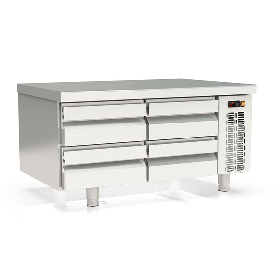 Vaiotec Topline Gastro-Unterbaukühltisch (Slim), 2-fach GN 1/1 mit 4 Schubladen, 1200 × 700 mm